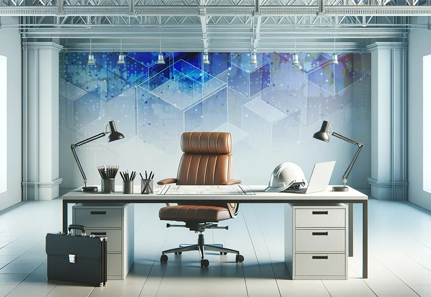 کاغذ دیواری سه بعدی دفتر مهندسی طرح فناوری در سطح جهانی